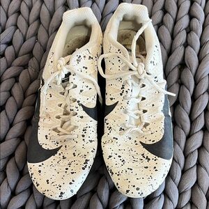 Nike White and Black Speckled Track Shoes cleats spikes